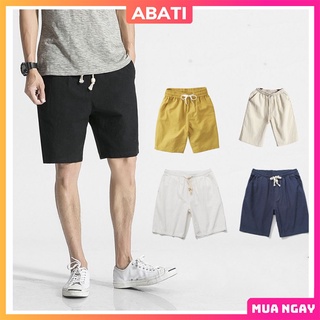 Quần đũi nam nữ short vải đũi thái mềm mịn thoáng mát dày dặn cao cấp form rộng big size quần đùi đũi nam mặc nhà ABATI