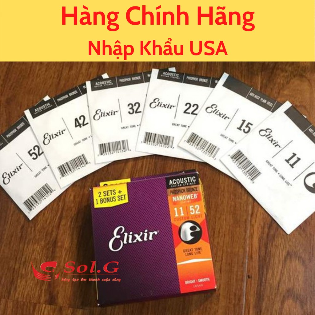 Dây Đàn Guitar Elixir Acoustic 16027 (Phosphor) cỡ 11