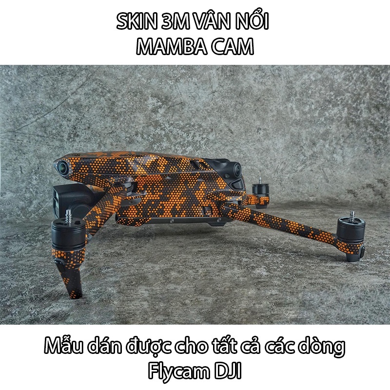Miếng Dán Skin 3M cho Flycam - Mẫu Mamba Cam vân nổi - Dán được cho tất cả dòng Fly Cam DJI Mavic Pro 1/ Pro 2/ Pro 3..