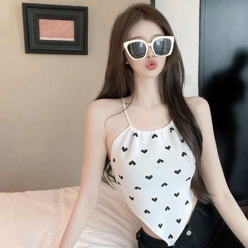 Áo Dệt Kim Hai Dây Phong Cách Hàn Quốc Quyến Rũ Dành Cho Nữ