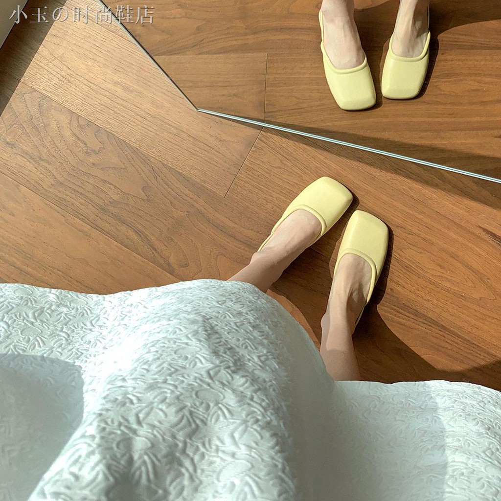 Giày Sandal Đế Thấp Mũi Vuông Hở Ngón Chất Liệu Co Giãn Tốt Thiết Kế Lưng Cao Cấp Thời Trang