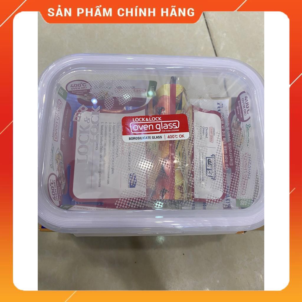 Hộp Thuỷ Tinh LOCK &amp; LOCK chia 2 ngăn 1L, Hộp đựng thực phẩm Tủ lạnh, chịu nhiệt dùng cho Lò vi sóng