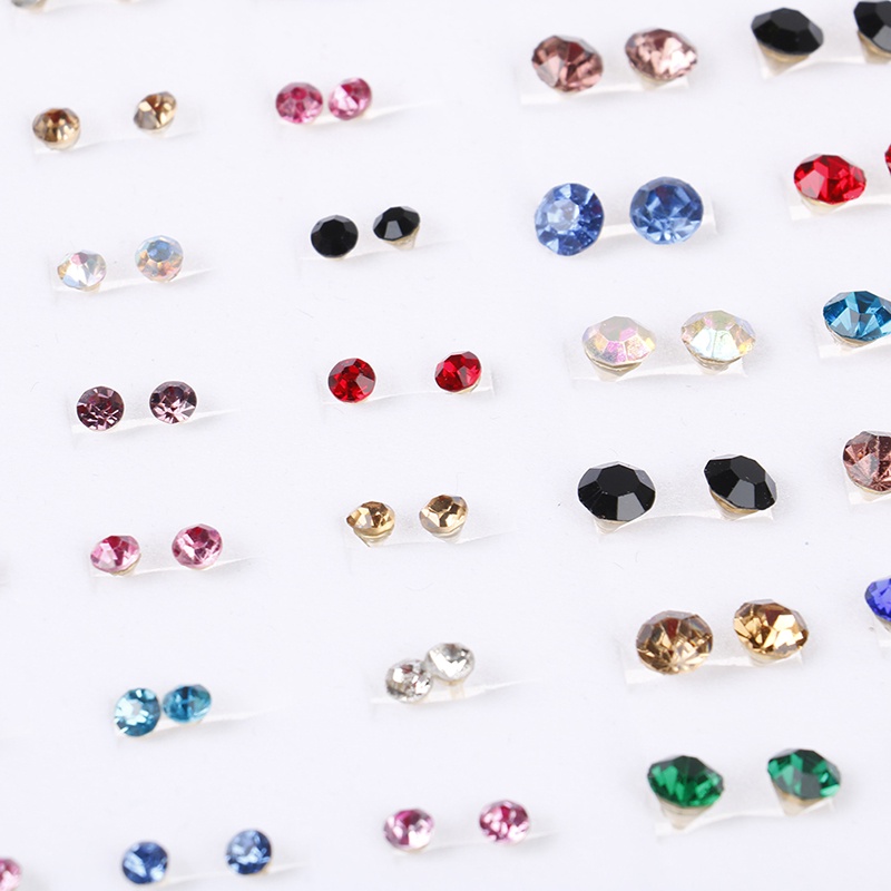 Xinghergood 100 Pairs Fashion Rhinestone Colorful Small Earrings Set Women Ear Stud Jewelry XHG