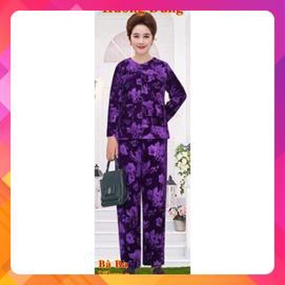 Bộ bà già túi vải nhung hoa nổi