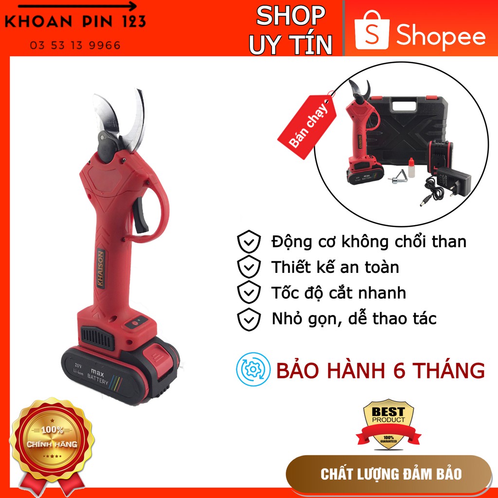 Bộ kéo cắt tỉa cành cây dùng pin 21v 5 cell không chổi than