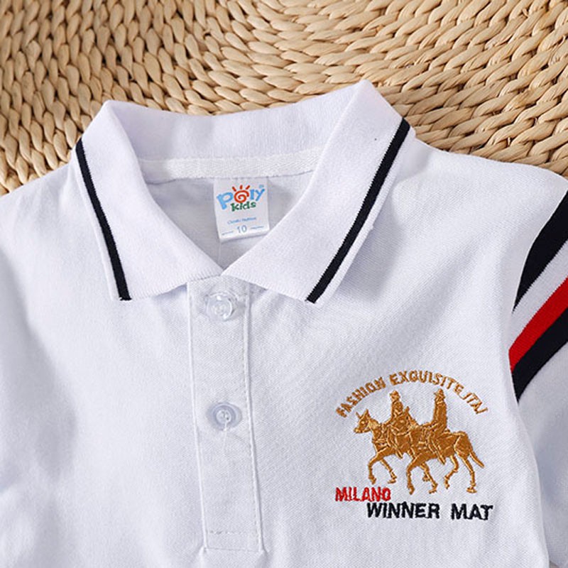 Áo bé trai polo chàng trai áo thun trẻ em Cotton nguyên chât áo thun 3-8 màu Áo thun trẻ con hè bình thường