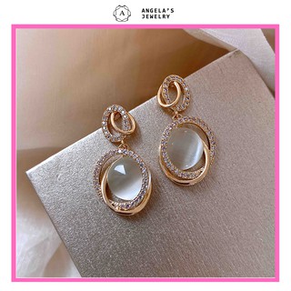 Khuyên tai bạc phối đá Opal phong cách Hàn Quốc thanh lịch cho nữ