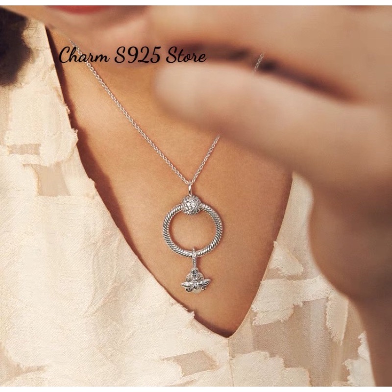 combo dây chuyền + 1 mặt charm pan đom đóm bạc s925 cao cấp