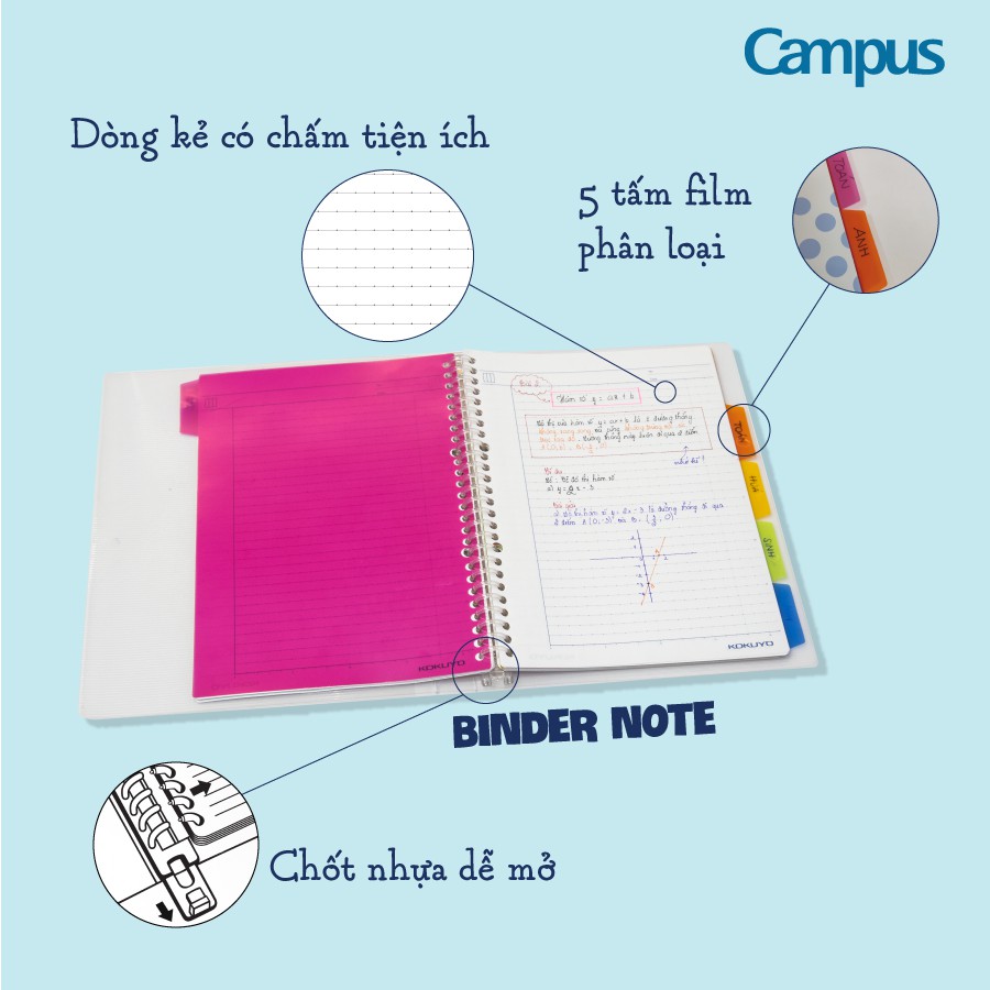 Vở ( sổ ) gáy còng Campus B5 ( Binder note )