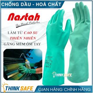 Găng tay chịu dầu Nastah NF1513 chống hóa chất, thoáng êm tay xuất xứ Malaysia (xanh)