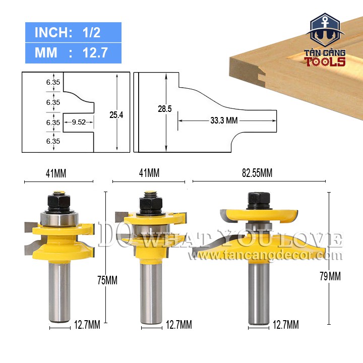 Bộ Mũi Router Đánh Pano Tủ Cánh Kép Mẫu 2