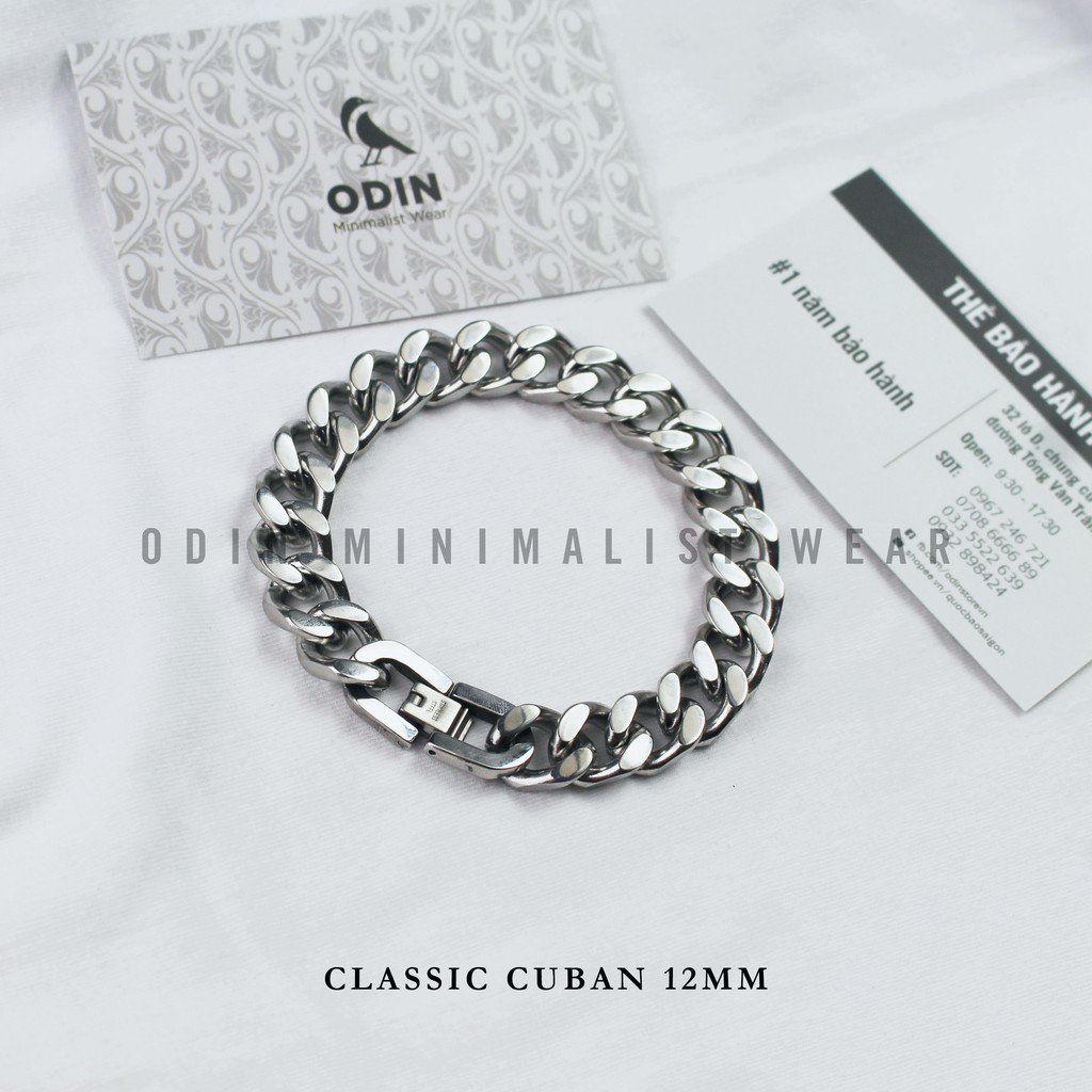 Vòng Chain Cuban Titanium 12mm - Thép Titan KHÔNG GỈ