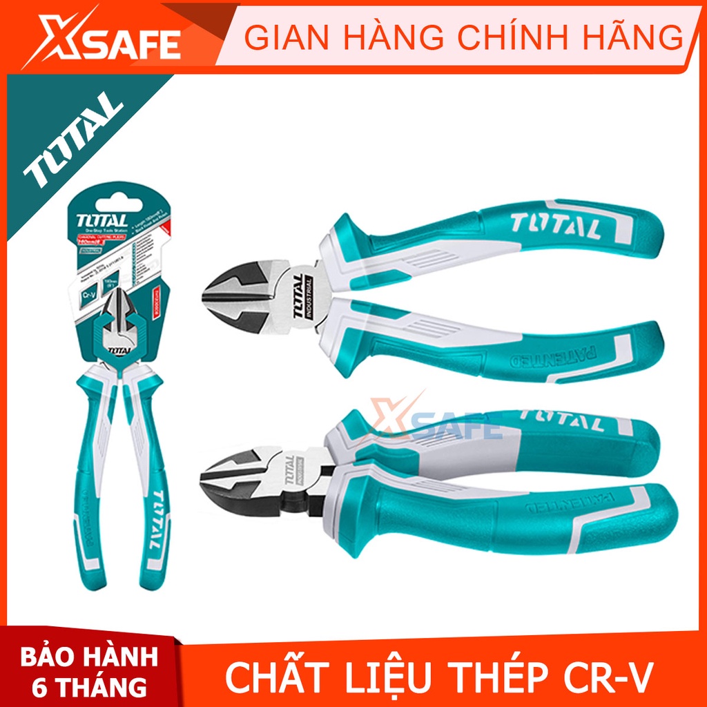 Kìm cắt TOTAL 6inch 7inch Kềm cắt đứt thép CrV đen bóng, chống rỉ sét, siêu cứng, tay cầm cao su mềm, dùng cắt dây điện