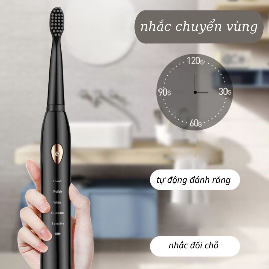 Bàn chải điện 5 chế độ đánh răng, bàn chải đánh răng tự động SONIC-X1