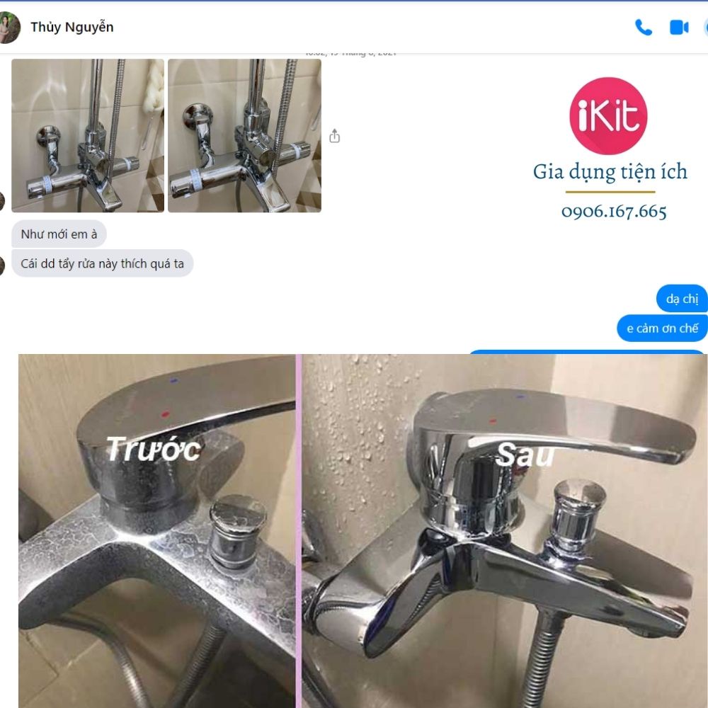 Nước tẩy cặn canxi dung tích 500ml. Tẩy cặn canxi trên vách kính, sen vòi, tẩy gỉ inox. Không phá huỷ lớp mạ Crom