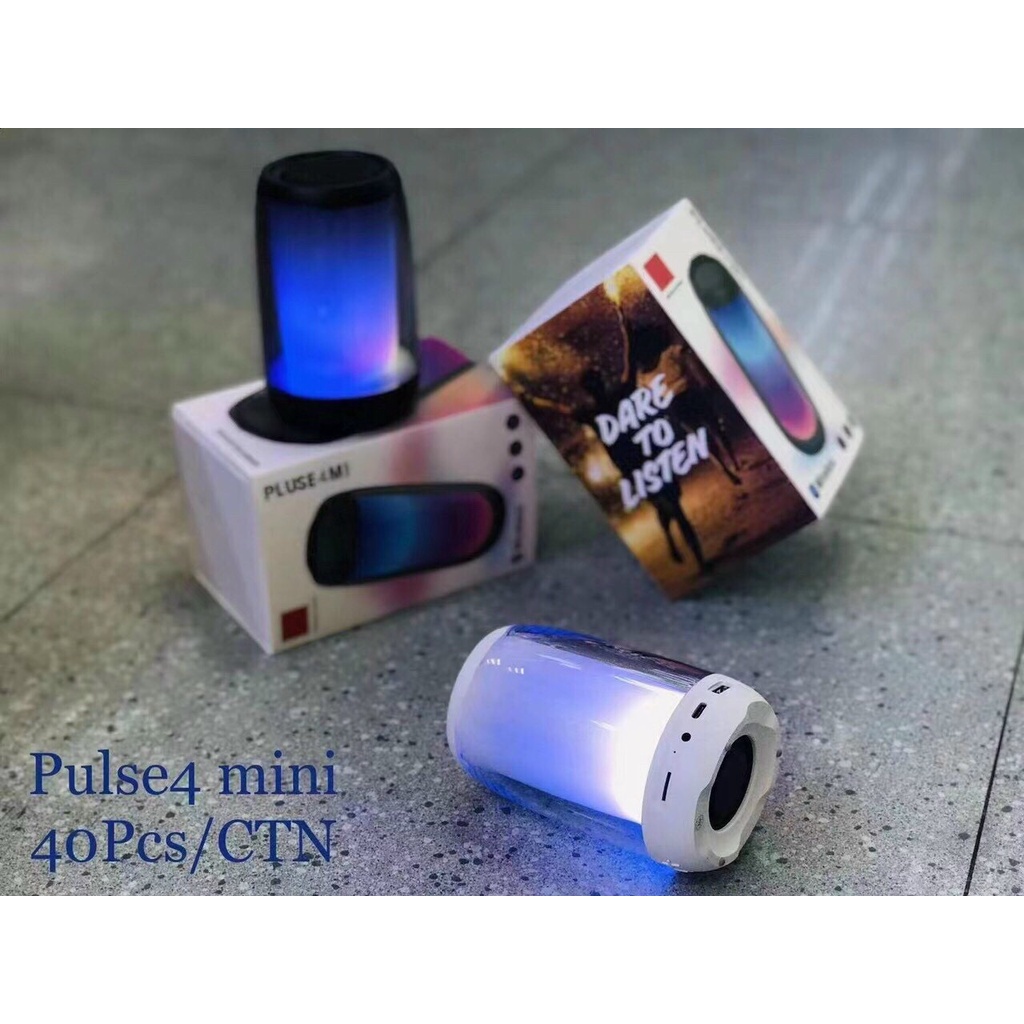 Loa bluetooth Pulse4 mini thiết kế đẹp mắt có đèn led nháy hỗ trợ TF,USB,AUX bluetooth 5.0