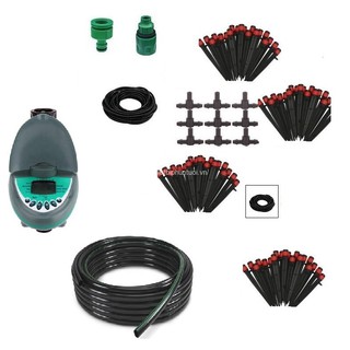 Tưới phun xòe chỉnh lưu lượng tự động - Bộ KIT 20 béc kèm van nước hẹn giờ
