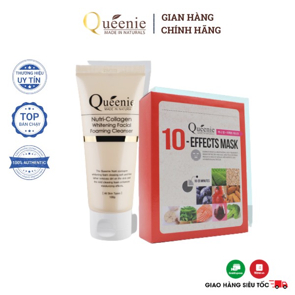 Bộ Mỹ Phẩm Làm Sạch Và Dưỡng Ẩm Da Queenie Hàn Quốc Chính Hãng 2 Sản Phẩm