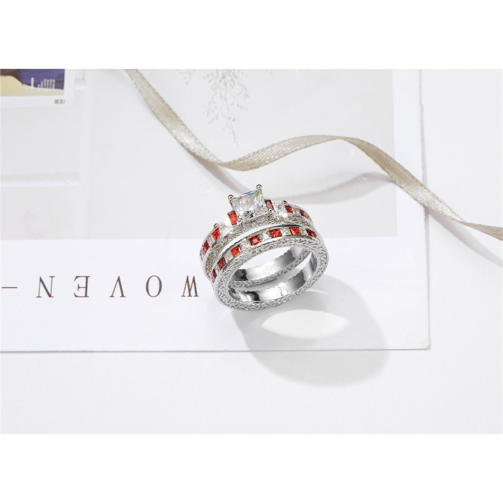 Nhẫn Đính Hôn Đính Đá Hồng Ngọc Sang Trọng