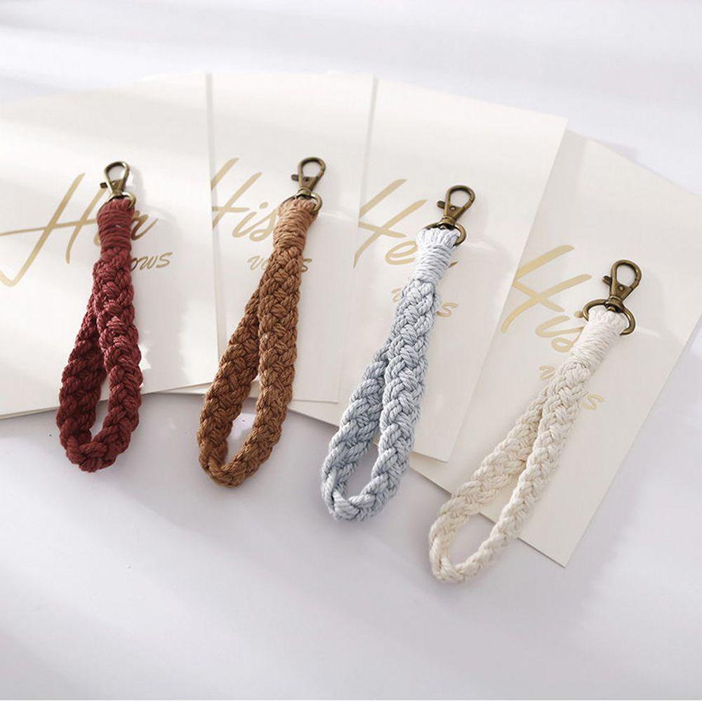 Móc Khóa Xinh Xắn Đáng Yêu|Vòng Tay Dây Cotton Bện Có Móc Khóa Phong Cách Boho