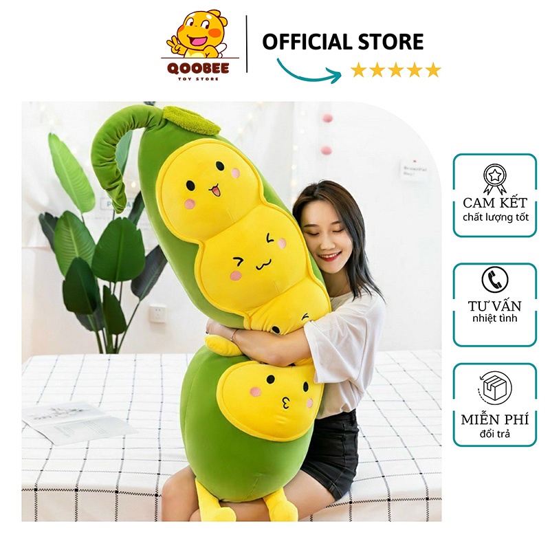 Sâu đậu nhồi bông - Gấu bông sâu đậu diêu dễ thương - Size 70cm - Vải mềm min co dãn tốt