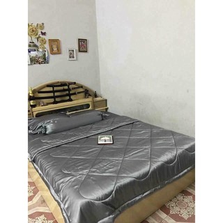 Drap Giường Phi Lụa Màu Xám Và Đen Đầy Đủ Kích Thước M2-M8*2M