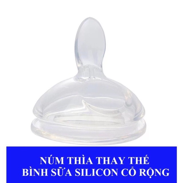 Núm Thìa Thay Thế Bình Sữa silicon cổ rộng Cho Trẻ Không Ti Bình 150ml-250ml