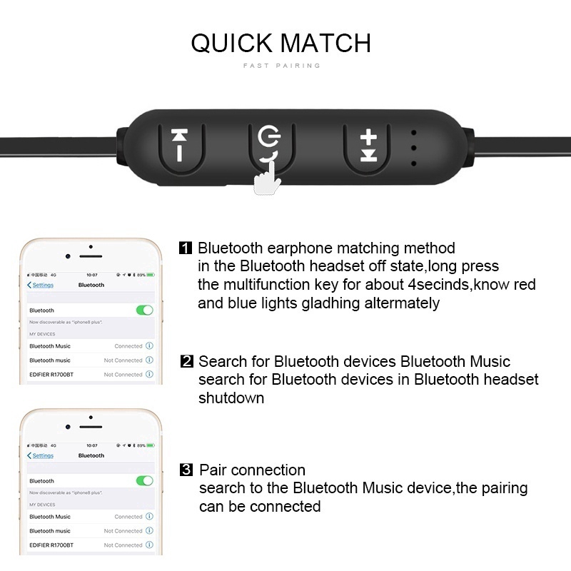 [Tai nghe Bluetooth không dây thể thao từ tính] [được thiết kế trong tai] [Có mic] [Tương thích với điện thoại di động thông minh Android thông minh và iPhone ios]