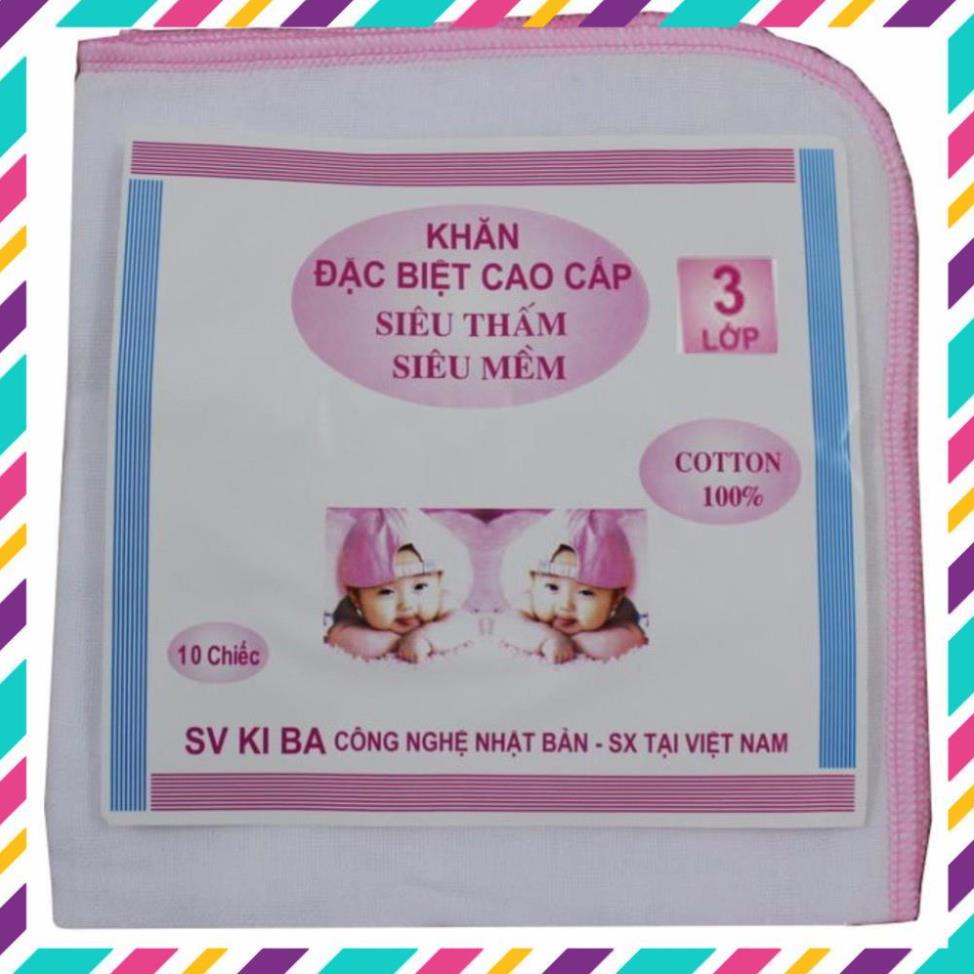 Khăn xô sữa cho bé Kiba 2 lớp, 3 lớp, 4 lớp (set 10 cái)