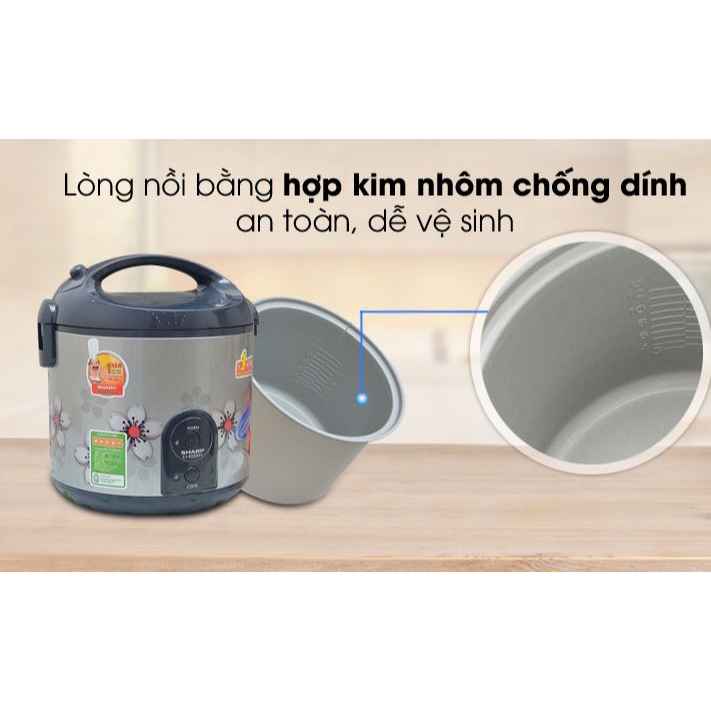 Nồi cơm điện Sharp 2.2 lít KS-R231STV-Chính Hãng Mới 100%-SX Thailan ,Lòng nồi chống dính, 6-8 người ăn