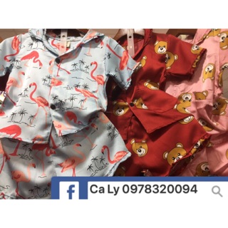 Bộ pijama lụa satin cộc cho bé trai bé gái (ảnh thật) Nhắn tin chọn mẫu