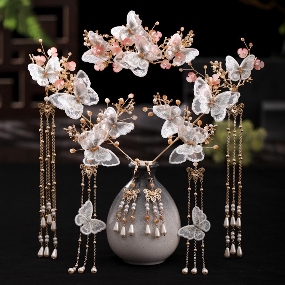 Trâm Cài Tóc Đính Hoa Tua Rua Sang Trọng Cho Cô Dâu