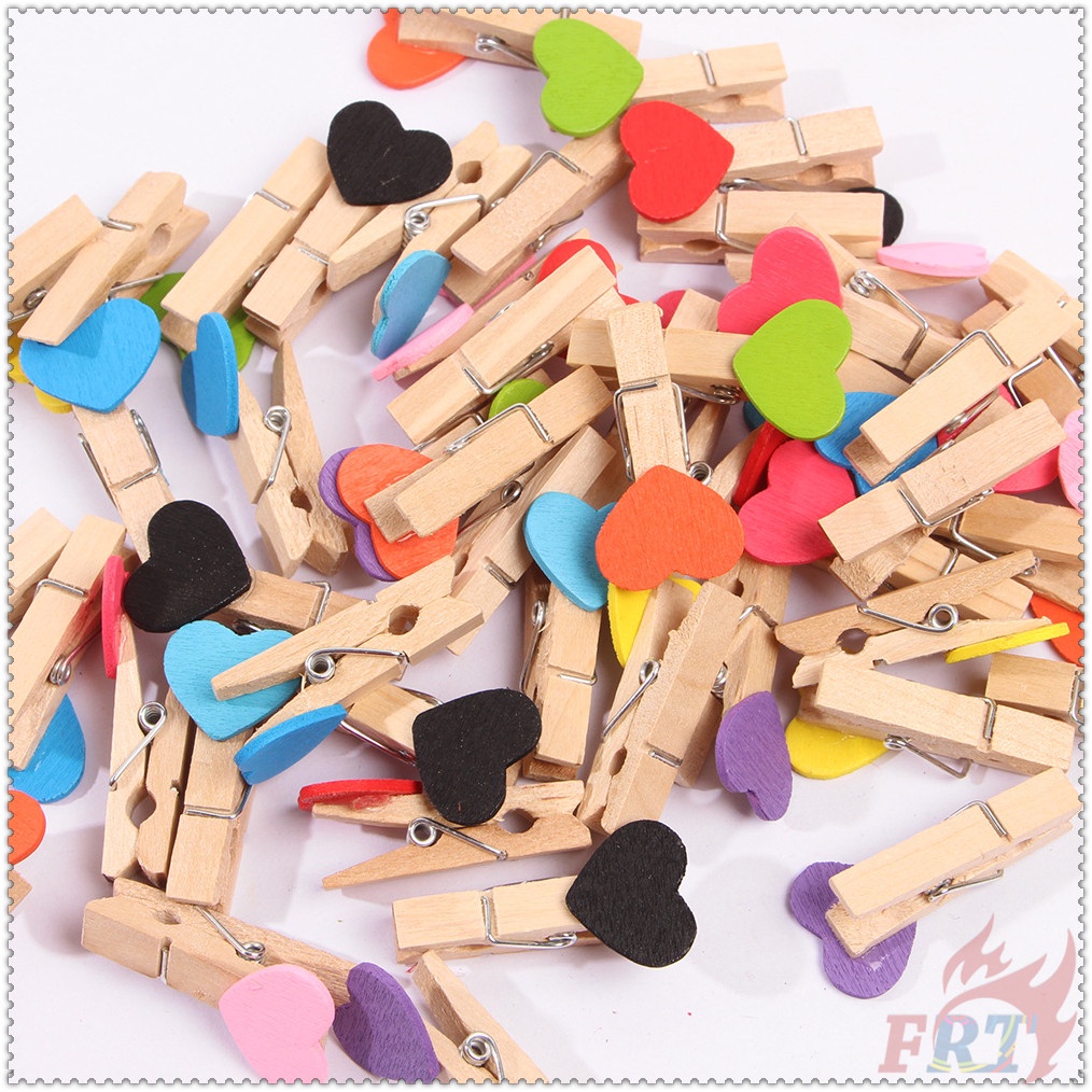 Set 5 Kẹp Gỗ Hình Trái Tim 3.5x0.7cm Dùng Để Trang Trí Thiệp