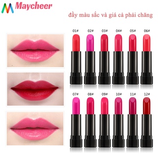 Son kem MAYCHEER dạng sương nhẹ mềm mại lên màu đậm giúp môi căng mọng răng trắng và đều màu