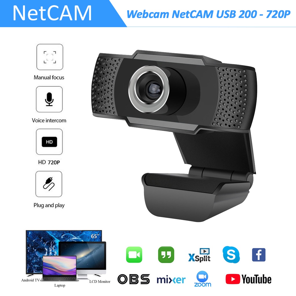Webcam NetCAM USB 200 độ phân giải 720P - Hãng phân phối chính thức