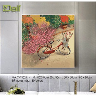 tranh số hoá tự tô màu theo số Dali - tranh phong cảnh việt nam, tranh ngày tết, tranh hoa đào