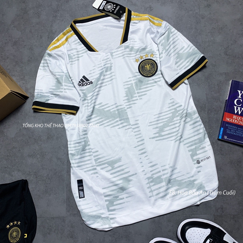 Set Bộ Thể Thao Nam Quần Áo Đá Banh Đội Tuyển Đức 2023 Áo Trắng Quần Đen vải gai thái