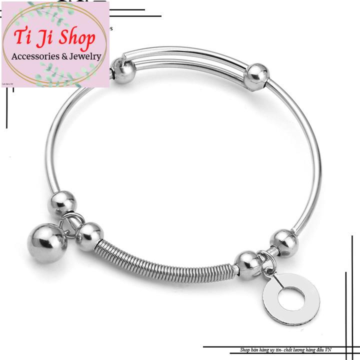 VÒNG TAY NỮ BI INOX CÁCH ĐIỆU GẮN PHỤ KIỆN - đẹp, không đen,