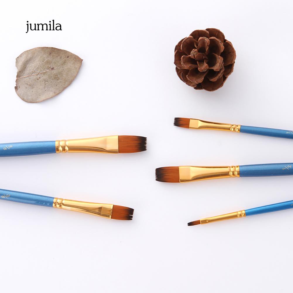 Set 5 cọ vẽ tô màu nước/màu dầu/acrylic với lông sợi nylon chuyên dụng