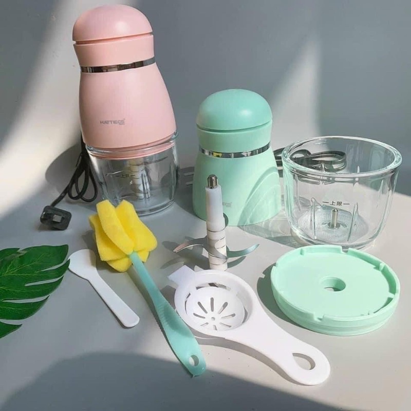 Máy Xay Đa Năng Hattiecs 6 Lưỡi Cối Thủy Tinh Cho Bé Ăn Dặm, Máy Xay Hattiecs Xay Thịt Cho Bé Ăn Dặm