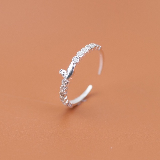 Nhẫn Nữ Bạc Ta CaoBac Silver Mặt Nhẫn Bạc Đính Đá Lấp Lánh Hoạ Tiết Thiên Nga Cạnh Đá Thanh Lịch Quà Tặng Cho Phái Nữ