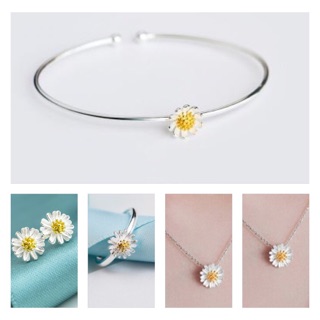 Bộ trang sức 5 món lắc tay nhẫn lắc chân vòng cổ bông tai hoa cúc họa mi