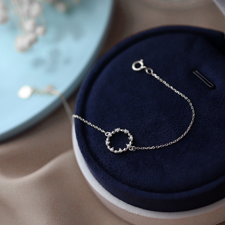 Lắc Tay Phong Cách Hàn Quốc Mặt Tròn Sao Thổ Mảnh Mai Thanh Lịch Bạc Ý S925 - L2660 Bảo Ngọc Jewelry