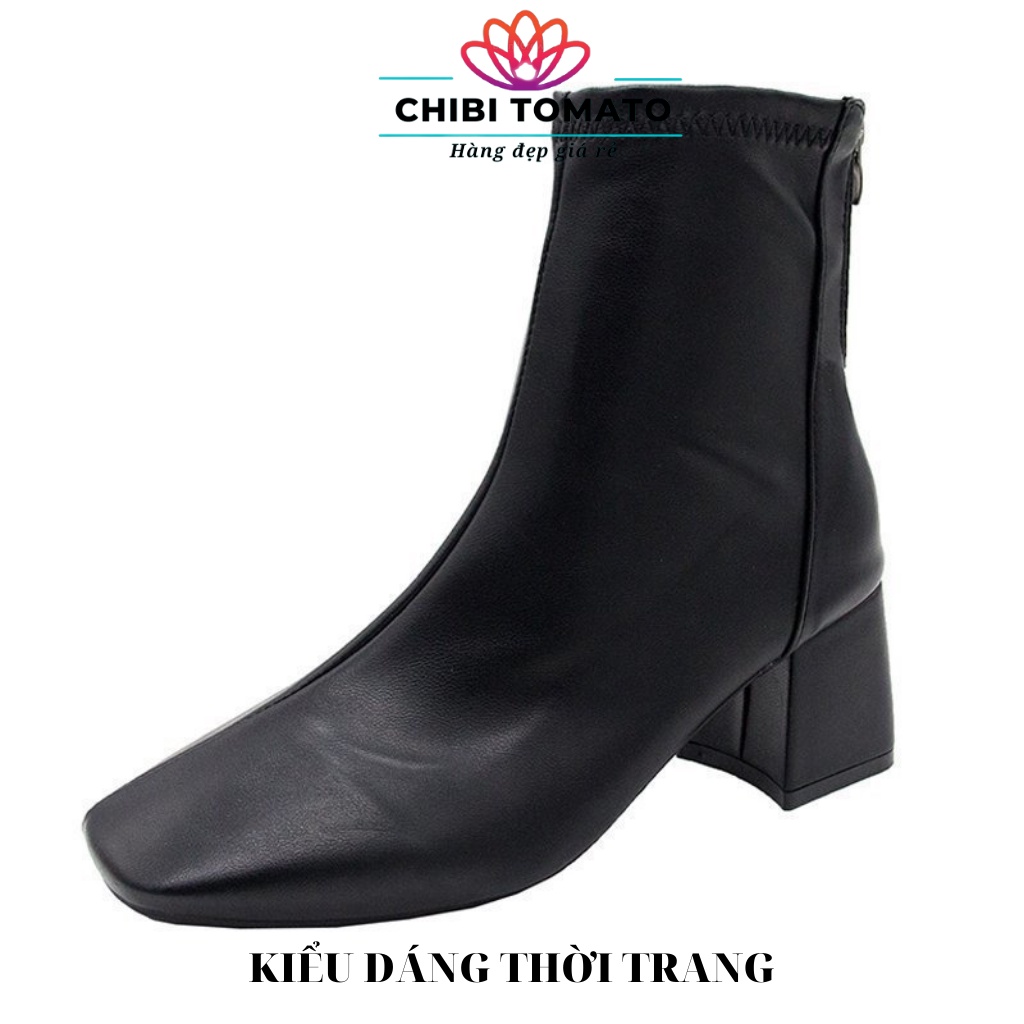 Bốt da nữ kiểu dáng thời trang đế cao 7,5cm siêu hót 2021