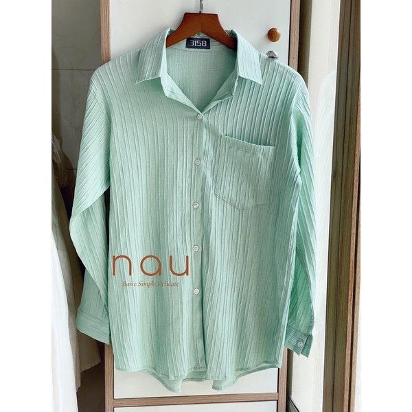 Áo sơ mi gân tay dài nhiều màu