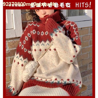 ○☞◆Áo Sweater cổ lọ in họa tiết giáng sinh nhiều màu xinh xắn cho nữ
