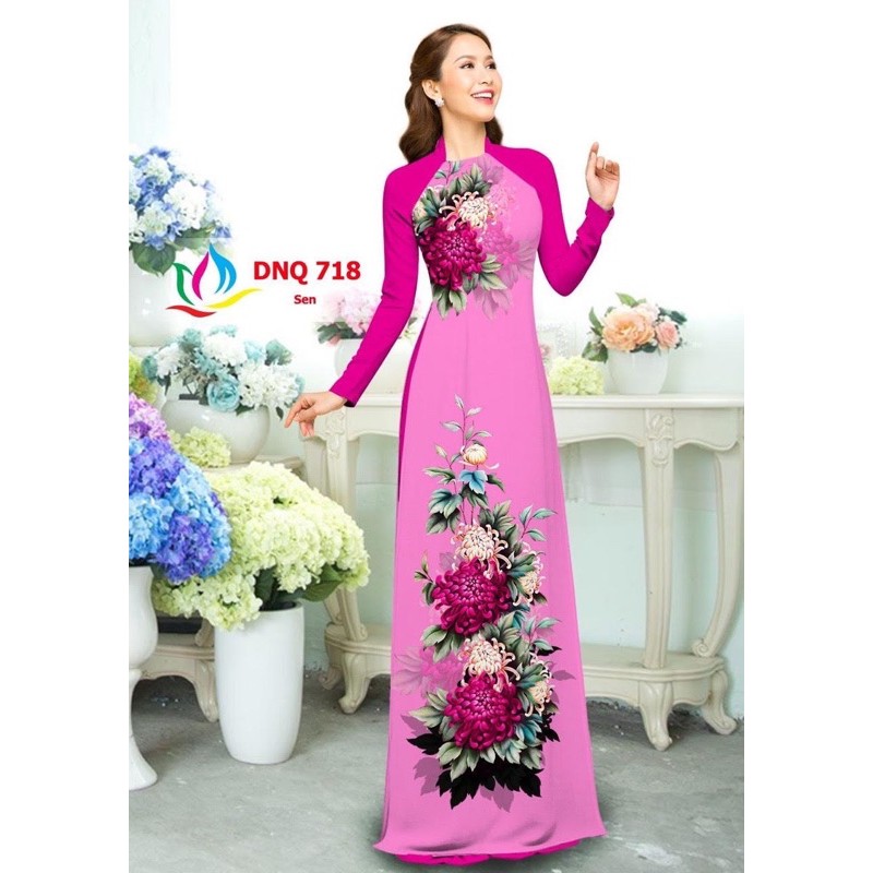 Vải Áo Dài Tằm Ý/ Lụa Nhật Hoa Cúc