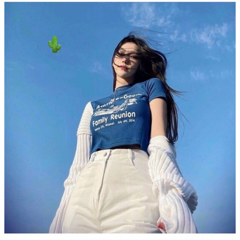 ÁO CROPTOP ADMORE - GOODE XANH CHỮ TRẮNG PC ALOHASHOP91