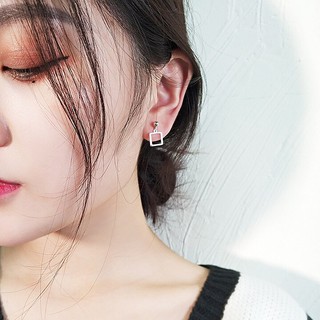 [ẢNH THẬT] Bông Tai Hình Vuông Nhỏ Basic Phong Cách Hàn Quốc - Màu Bạc - TITIAN
