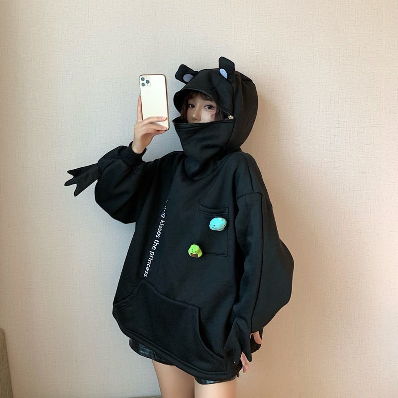 Áo hoodie dài tay có mũ trùm đầu thời trang thu đông size lớn dành cho nữ